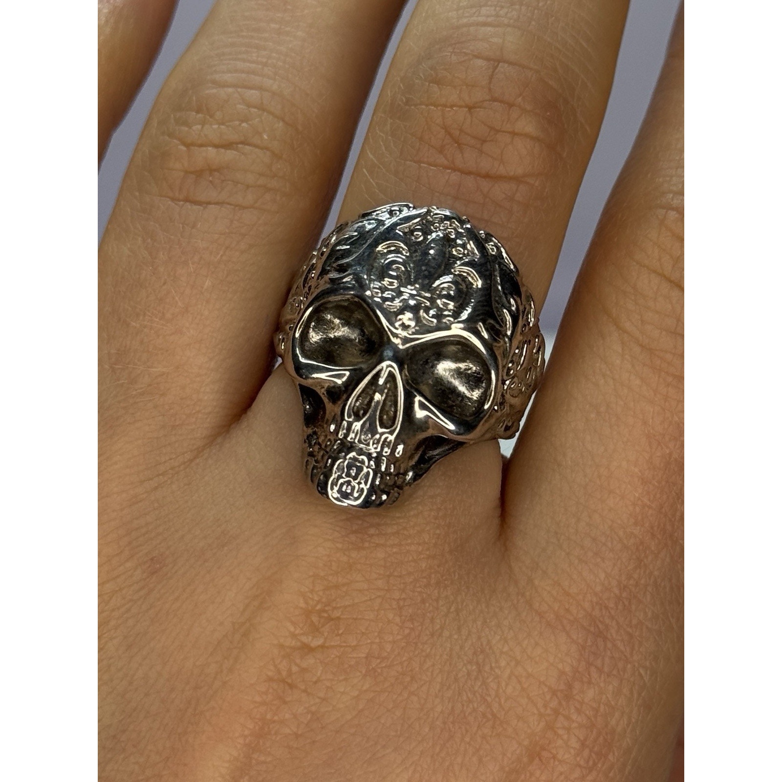 925 Sterling Silver Skull Custom Ring Size 8